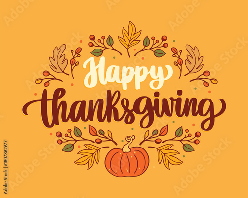 Happy thanksgiving poster image, happy thanksgiving greeting card, thanksgiving wishes post vector, thanksgiving design for mockups,