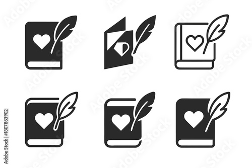 Memorial Logo Variations. Remembering loved ones with special memorial traditions. Icon set. Set Logo of remembering loved ones with special memorial