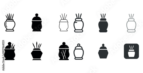 Variety of scent diffuser icons in black and white