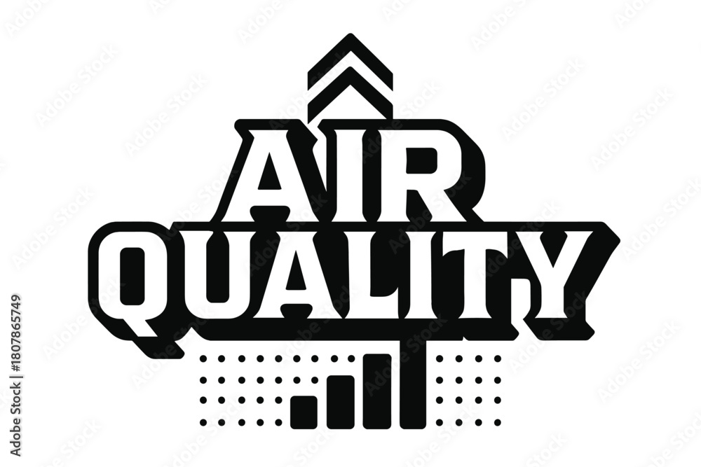 Fototapeta premium Air Quality Typography. Air Quality ? bold block geometric lettering; thick massy letters with geometric serifs, heavy outer outline, strong cast shadow;