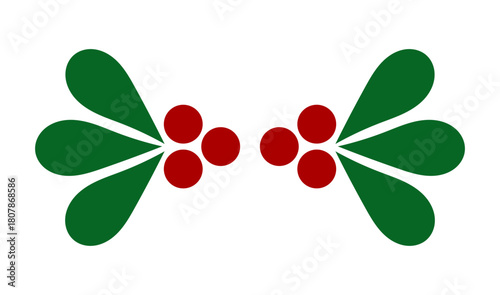 Holly berries Christmas mistletoe decoration. Christmas plant symbol design element. Vector illustration.