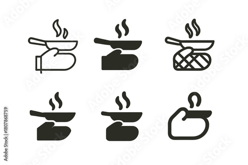 Home Cooking Logos. Home cooking. Icon set. Set Logo of home cooking: cutting board with knife and vegetables. harmonious logo variations of the same