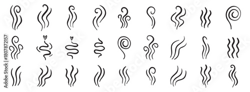 hot steam icon design line element, doodle smell sign, wave symbol. hot drink lines