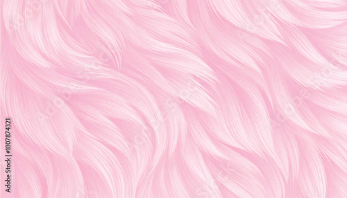 Realistic vector pink fur texture background. Soft pastel pink fur texture with flowing fibers creating a smooth, fluffy, elegant background. Ideal fashion, luxury design, cosmetics, textile visuals.