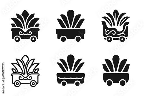 Carnival Logo Variations. Carnival celebration. Icon set. Set Logo of carnival celebration: trumpet horn. harmonious logo variations of the same emblematic