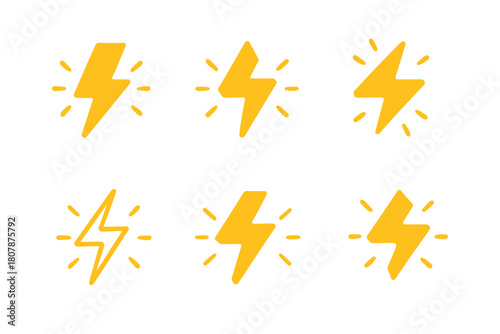 Lightning Logo Variations. Lightning strike. Icon set. Set Logo of lightning strike: cloud with lightning bolt. harmonious logo variations of the