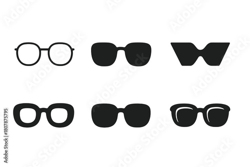 Sunglasses Logo Variations. Fashion accessories. Icon set. Set Logo of fashion accessories: sunglasses. harmonious logo variations of the same emblematic