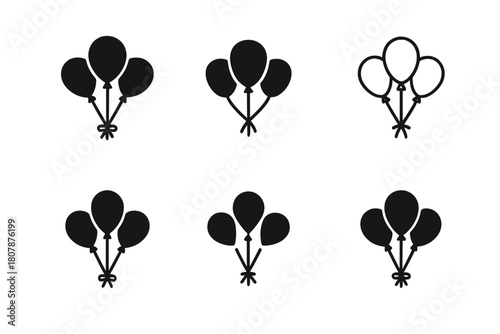 Balloon Logo Variations. Balloon. Icon set. Set Logo of balloon: single floating balloon with string. harmonious logo variations of the same emblematic