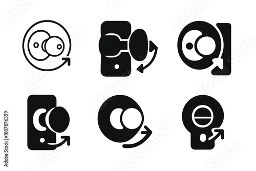 Door Hardware Icons. Replacing door hardware (knob or handle). Icon set. Set Logo of replacing door hardware (knob or handle): handle and key silhouette on