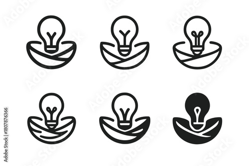 Business Incubator Logos. Business incubator. Icon set. Set Logo of business incubator: seedling sprouting from digital network base. harmonious logo