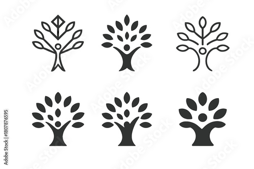 Quiet Leadership Icons. Quiet leadership. Icon set. Set Logo of quiet leadership: calm leader silhouette. harmonious logo variations of the same emblematic