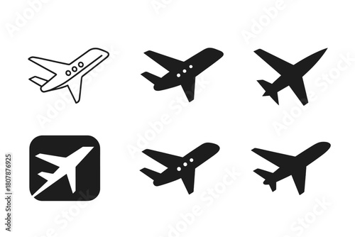 Luxury Jet Logos. Private aviation lifestyle. Icon set. Set Logo of private aviation lifestyle: luxury jet. harmonious logo variations of the same emblematic