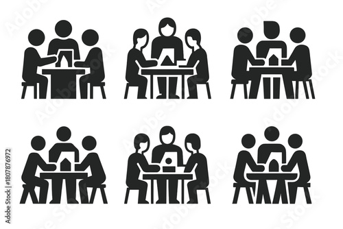 Prototype Design Logos. A Business Team Creating a Product Prototype in a Design Studio. Icon set. Set Logo of Product Prototyping: collaborative digital