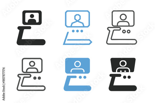 Personalized Fitness Logos. Personalized fitness equipment. Icon set. Set Logo of personalized fitness equipment: treadmill interface. harmonious