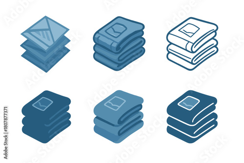 Faded Jeans Icons. Faded jeans. Icon set. Set Logo of faded jeans: denim pants silhouette. harmonious logo variations of the same emblematic concept, each with