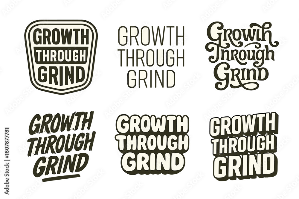 Fototapeta premium Harmonious Lettering Variations. Discipline fuels growth. Set lettering. harmonious lettering variations of the same emblematic concept, each with different