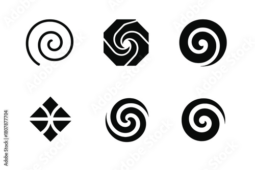 Existence Icon Variations. Existence. Icon set. Set Logo of Existence: Circle with dots or stars. harmonious logo variations of the same emblematic concept,