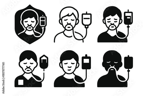 Chronic Condition Icons. The quiet sorrow of living with chronic conditions. Icon set. Set Logo of The quiet sorrow of living with chronic conditions: Person