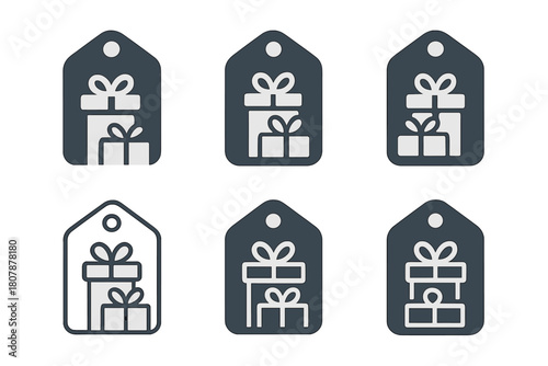 Stacked Presents Logos. Presents stacked up. Icon set. Set Logo of Presents stacked up: Ribbon rolls. harmonious logo variations of the same emblematic concept