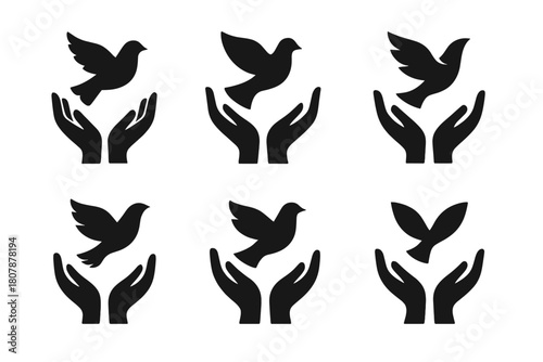 Memorial Logos Collection. Remembering loved ones with special memorial traditions. Icon set. Set Logo of remembering loved ones with special