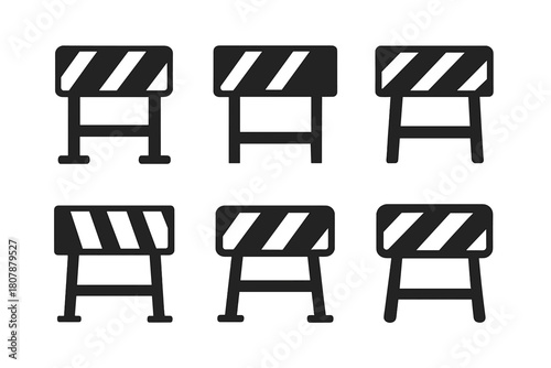 Urban Streets Icons. Urban streets. Icon set. Set Logo of Urban streets: Road barrier. harmonious logo variations of the same emblematic concept, each with