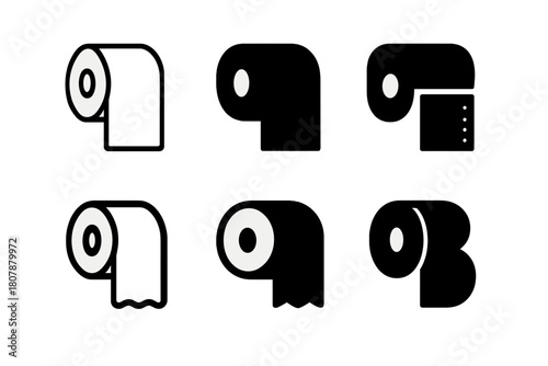 Restroom Hygiene Icons. Public restroom hygiene. Icon set. Set Logo of Public restroom hygiene: toilet with cleanliness sparkle. harmonious logo variations of