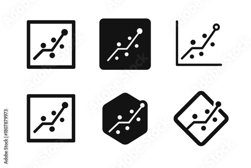 Retail Trend Icons. Retail trend graph. Set Logo of Retail trend graph: Price elasticity scatter plot. Icon set. harmonious logo variations of the same