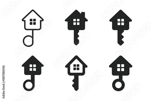 Real Estate Icons. Investing in real estate. Icon set. Set Logo of Investing in real estate: House. harmonious logo variations of the same emblematic concept,
