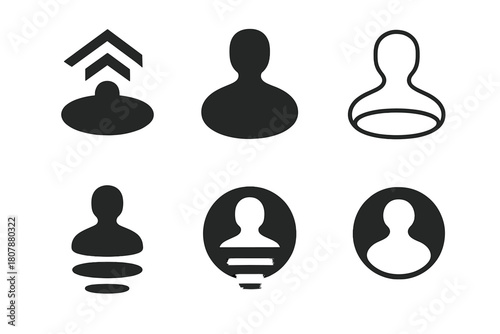 Geometric Fading Silhouettes. Figures vanishing into a void. Icon set. Set Logo of figures vanishing into a void: geometric composition of fading silhouettes.