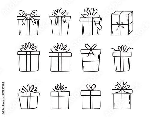 Assorted Christmas ornaments clipart set with balls, stars, pine cones and topper star, hand drawn.