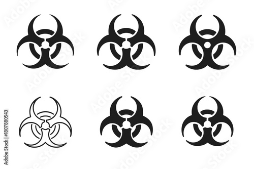 Substance Symbol Logos. Substances. Icon set. Set Logo of Substances: Substance hazard symbol. harmonious logo variations of the same emblematic concept, each