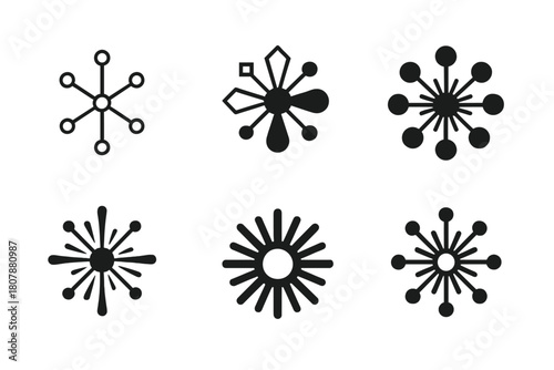 Big Bang Logos. big bang. Icon set. Set Logo of big bang: radiant energy sphere. harmonious logo variations of the same emblematic concept, each with different