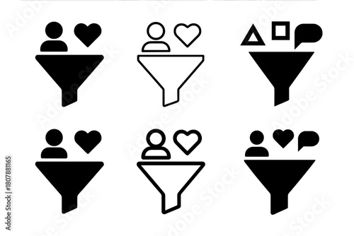 Social Media KPI Icons. Social media KPIs list. Icon set. Set Logo of Social media KPIs list: follower growth arrow. harmonious logo variations of the same