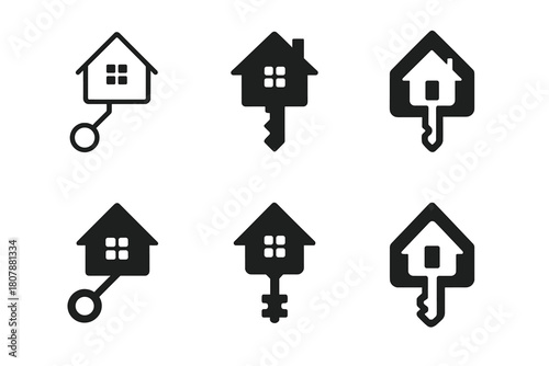 Real Estate Icons. Investing in real estate. Icon set. Set Logo of Investing in real estate: House. harmonious logo variations of the same emblematic concept,