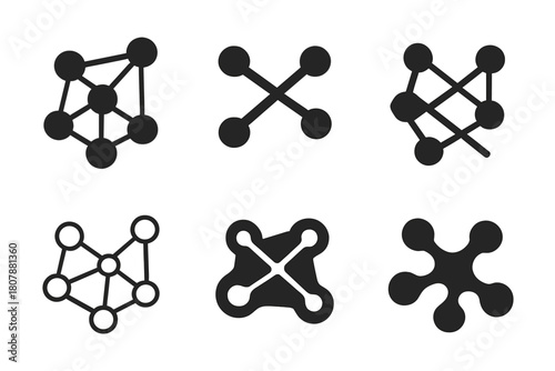 Data Science Logos. Data science. Icon set. Set Logo of data science: clustering scatter plot with centroid. harmonious logo variations of the same emblematic
