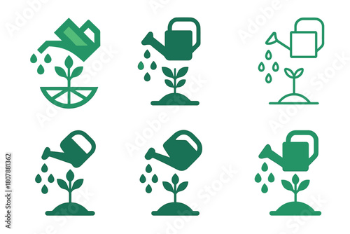 Reforestation Logo Set. Reforestation efforts and tree planting. Icon set. Set Logo of Reforestation efforts and tree planting: Tree with roots. harmonious