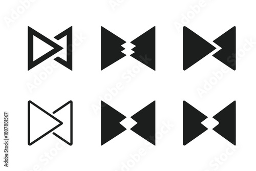 Hostile Takeover Logos. Hostile takeover. Icon set. Set Logo of hostile takeover: opposing triangles symbolizing aggressive acquisition. harmonious logo