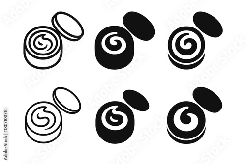 Moisturizer Logo Variations. Moisturizer jar mockup. Icon set. Set Logo of moisturizer jar mockup: frosted glass cosmetic jar with screw-on lid. harmonious