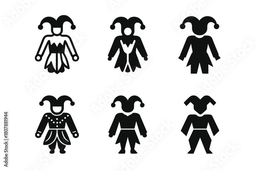 Medieval Costume Icons. medieval costumes. Icon set. Set Logo of medieval costumes: knight armor. harmonious logo variations of the same emblematic concept,