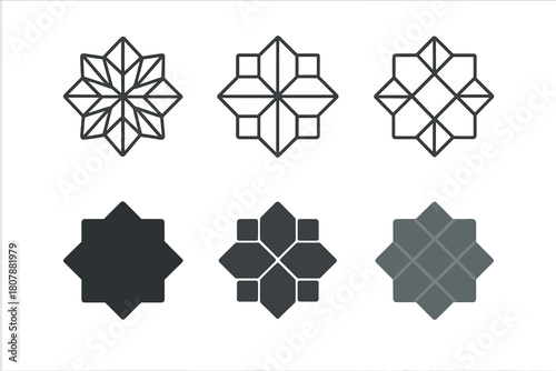 Geometric Icon Set. Mobile UI components. Icon set. Set Logo of Input Field: Text input box. Abstract geometric, Filled silhouette, Flat solid, Minimal
