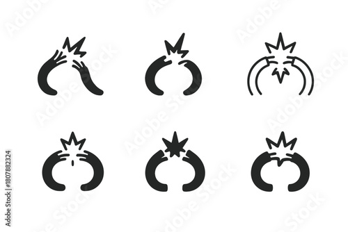 Electrical Risk Icons. Electrical risks. Icon set. Set Logo of Electrical risks: High voltage sign. harmonious logo variations of the same emblematic concept,