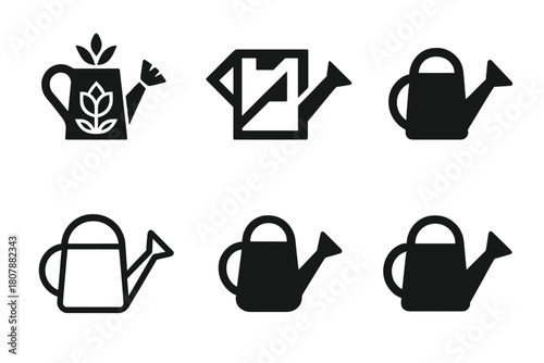 Garden Logo Variations. Garden. Icon set. Set Logo of garden: tree sapling. harmonious logo variations of the same emblematic concept, each with different