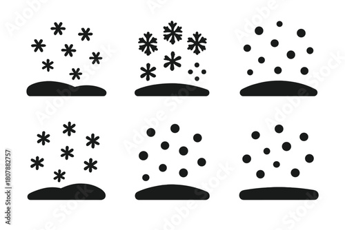 Snowflake Logo Variations. Snow-covered ground. Icon set. Set Logo of snow-covered ground: smooth slope with snowflake details and subtle light. harmonious