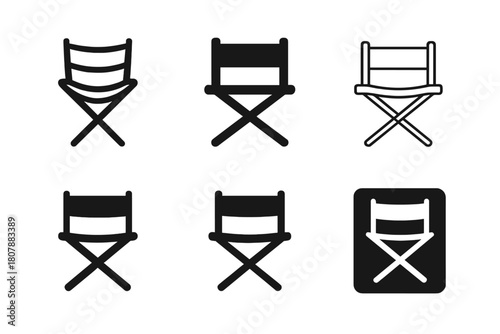 Theater Festival Icons. Theater festivals and events. Icon set. Set Logo of director?s chair: creative leadership symbol. harmonious logo variations of the