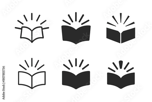 Library Logo Variations. Library. Icon set. Set Logo of library: globe and book representing world knowledge. harmonious logo variations of the same emblematic