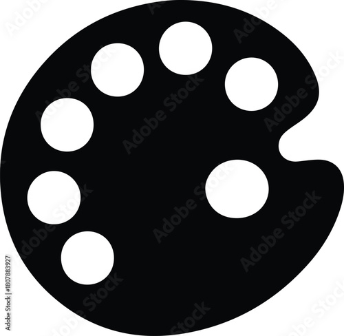 Illustration artists palette for mixing oil paints silhouette vector