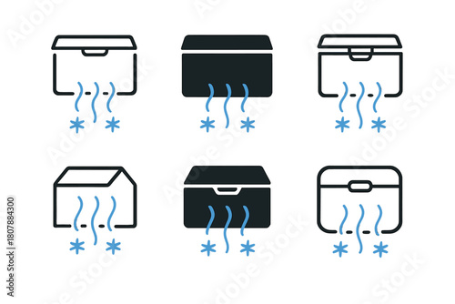 Freezing Process Icons. The process of freezing. Icon set. Set Logo of The process of freezing: phase change diagram from liquid to solid. harmonious logo