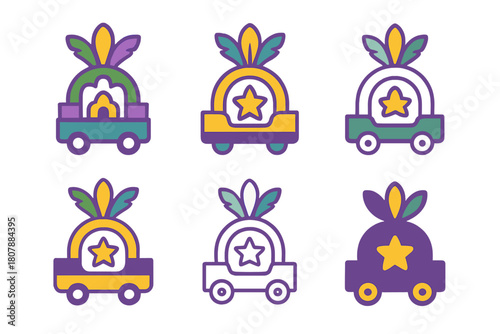 Carnival Logo Variations. Carnival celebration. Icon set. Set Logo of carnival celebration: trumpet horn. harmonious logo variations of the same emblematic