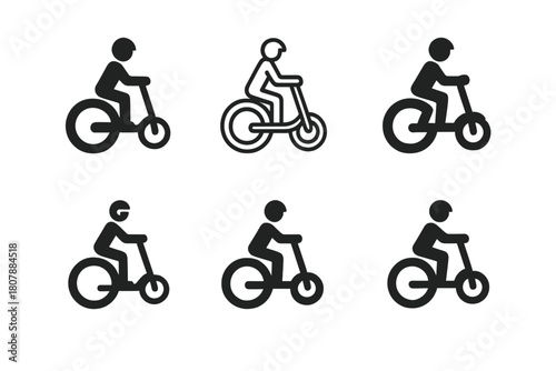 Scooter Logo Variations. Riding a scooter. Icon set. Set Logo of Riding a Scooter: scooter parked beside city street. harmonious logo variations of the same