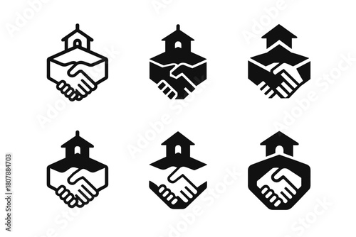 University Welcome Logos. Student orientations and welcome events at universities. Icon set. Set Logo of Student orientations and welcome events at